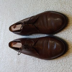 Johnston & Murphy Cellini Brown Derby Leather Shoes 10.5 M (Made in Italy)